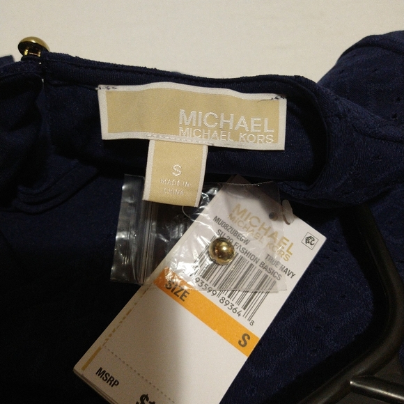 Michael Kors Navy Blue Rope Tie Waist Eyelet Dress - Picture 13 of 14